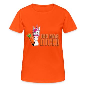MÖHRE - KAROTTE - EINHORN - ICH MAG DICH! - Frauen T-Shirt atmungsaktiv - Neonorange - Vorne - AI Model Female 172 dark (172cm)