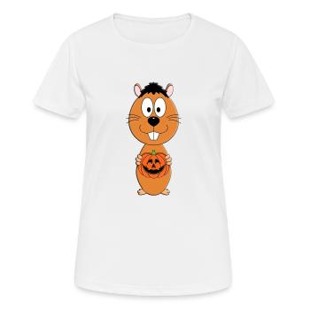 HALLOWEEN - KÜRBIS - TIER - BIBER - OTTER - Frauen T-Shirt atmungsaktiv - Weiß - Vorne - AI Model Female 172 dark (172cm)