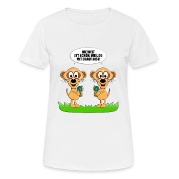 ERDMÄNNCHEN - LIEBE - ERDE - GLOBUS - WELT - TIERE - Frauen T-Shirt atmungsaktiv - Weiß - Vorne - AI Model Female 172 dark (172cm)