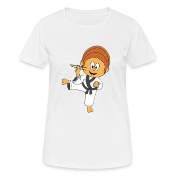JUNGE - FLIEGENFÄNGER - KARATE - STÄBCHEN - FLIEGE - Frauen T-Shirt atmungsaktiv - Weiß - Vorne - AI Model Female 172 dark (172cm)