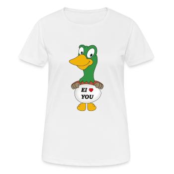 ENTE - LIEBE - EI - EIER - LUSTIGER VOGEL - ERPEL - Frauen T-Shirt atmungsaktiv - Weiß - Vorne - AI Model Female 172 dark (172cm)