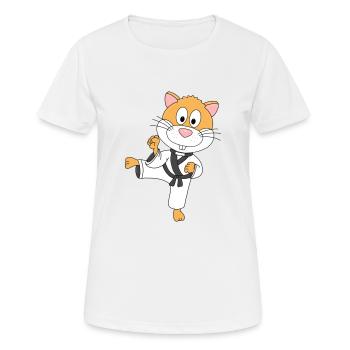 KARATE - KAMPFSPORT - SPORT - HAMSTER - TIER - Frauen T-Shirt atmungsaktiv - Weiß - Vorne - AI Model Female 172 dark (172cm)