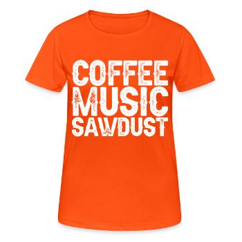 Café Musique Sciure de bois 3 - T-shirt respirant Femme - orange néon - Devant - AI Model Female 172 dark (172cm)