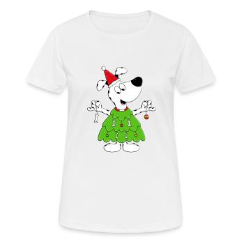HUND - WEIHNACHTSBAUM - WEIHNACHTEN - TIERISCH - Frauen T-Shirt atmungsaktiv - Weiß - Vorne - AI Model Female 172 dark (172cm)