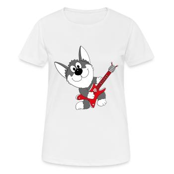 GITARRE - MUSIK - HUND - SCHLITTENHUND - HUSKY - Frauen T-Shirt atmungsaktiv - Weiß - Vorne - AI Model Female 172 dark (172cm)