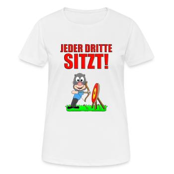 BOGENSCHIEßEN - MAULWURF - JEDER DRITTE SITZT! - Frauen T-Shirt atmungsaktiv - Weiß - Vorne - AI Model Female 172 dark (172cm)