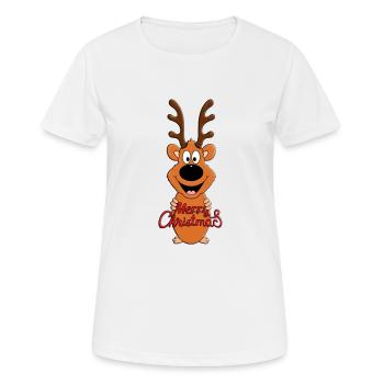 WEIHNACHTEN - REH - RENTIER - MERRY CHRISTMAS - Frauen T-Shirt atmungsaktiv - Weiß - Vorne - AI Model Female 172 dark (172cm)