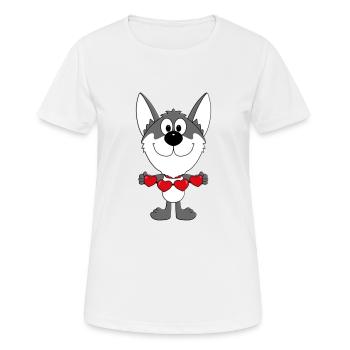 LIEBE - HUND - HUSKY - WOLFSHUND - SCHLITTENHUND - Frauen T-Shirt atmungsaktiv - Weiß - Vorne - AI Model Female 172 dark (172cm)