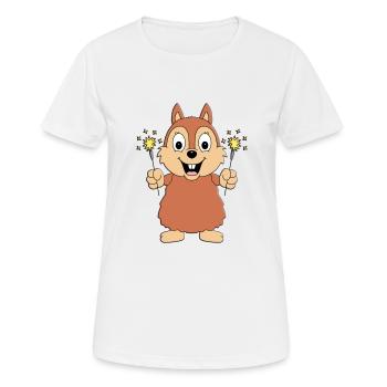 WUNDERKERZEN - NEUJAHR - SILVESTER - EICHHÖRNCHEN - Frauen T-Shirt atmungsaktiv - Weiß - Vorne - AI Model Female 172 dark (172cm)