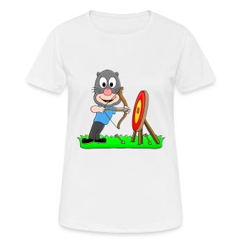 MAULWURF - BOGENSCHIEßEN - BOGENSCHÜTZE - SPORT - Frauen T-Shirt atmungsaktiv - Weiß - Vorne - AI Model Female 172 dark (172cm)