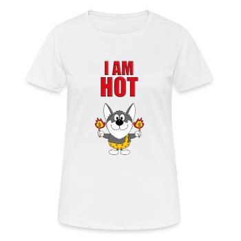 HUSKY - HUND - SCHLITTENHUND - I AM HOT - Frauen T-Shirt atmungsaktiv - Weiß - Vorne - AI Model Female 172 dark (172cm)