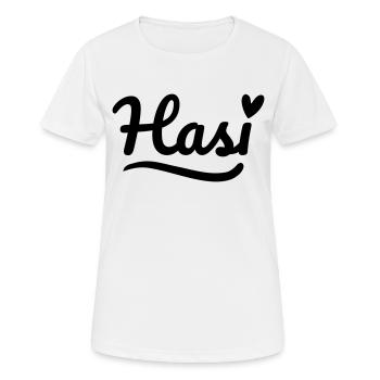 Hasi Schrift Herz - Frauen T-Shirt atmungsaktiv - Weiß - Vorne - AI Model Female 172 dark (172cm)