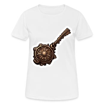 Schlüssel / Schloss / verschlossen / Sicherheit - Frauen T-Shirt atmungsaktiv - Weiß - Vorne - AI Model Female 172 dark (172cm)