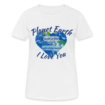 Planète Terre Je t’aime - T-shirt respirant Femme - blanc - Devant - AI Model Female 172 dark (172cm)