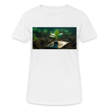 Plant bud growing on circuit board - Women's Breathable T-Shirt - white - Front - AI Model Female 172 dark (172cm)