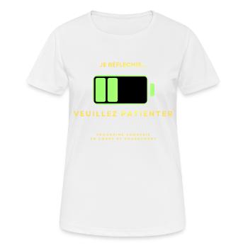 Je réfléchis - T-shirt respirant Femme - blanc - Devant - AI Model Female 172 dark (172cm)
