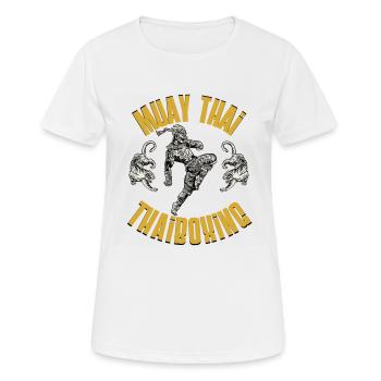 Muay Thaï Boxe Thaïlandaise - T-shirt respirant Femme - blanc - Devant - AI Model Female 172 dark (172cm)