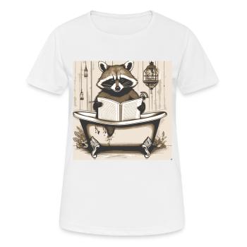 Waschbär,Zeitung, im Bad, lesen,poster - Frauen T-Shirt atmungsaktiv - Weiß - Vorne - AI Model Female 172 dark (172cm)