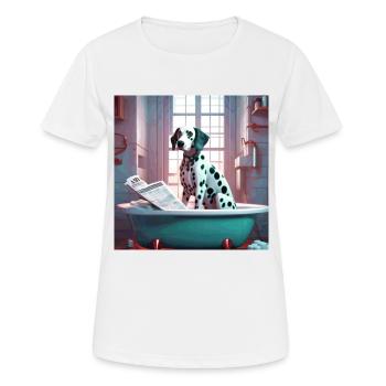 Dalmatien dans la baignoire, lecture du journal, rétro - T-shirt respirant Femme - blanc - Devant - AI Model Female 172 dark (172cm)