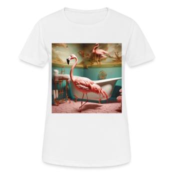 Flamant rose, rétro, flamant rose dans la salle de bain, vintage - T-shirt respirant Femme - blanc - Devant - AI Model Female 172 dark (172cm)