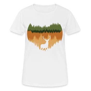 Forêt profonde et chevreuils - T-shirt respirant Femme - blanc - Devant - AI Model Female 172 dark (172cm)