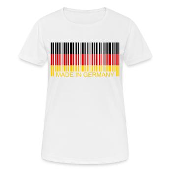 Barcode Made in Germany - Frauen T-Shirt atmungsaktiv - Weiß - Vorne - AI Model Female 172 dark (172cm)