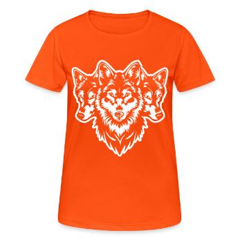 Wolfsrudel Wolf Kopf - Frauen T-Shirt atmungsaktiv - Neonorange - Vorne - AI Model Female 172 dark (172cm)
