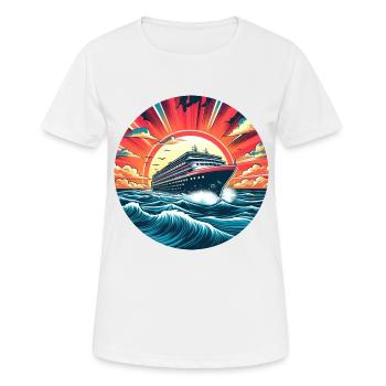 Kreuzfahrt Abenteuer: Sonnenuntergang & Rauhe See - Frauen T-Shirt atmungsaktiv - Weiß - Vorne - AI Model Female 172 dark (172cm)