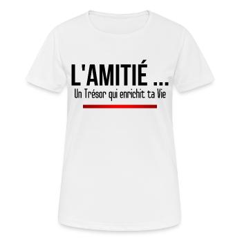 "Friendship, a treasure that enriches your life". Quotation - Women's Breathable T-Shirt - white - Front - AI Model Female 172 dark (172cm)