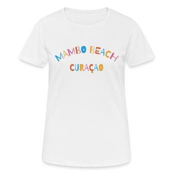 Mambo Beach - Curacao - Dutch Caribbean - Karibik - Frauen T-Shirt atmungsaktiv - Weiß - Vorne - AI Model Female 172 dark (172cm)