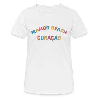 Mambo Beach - Curacao - Dutch Caribbean - Karibik - Frauen T-Shirt atmungsaktiv - Weiß - Vorne - AI Model Female 172 dark (172cm)