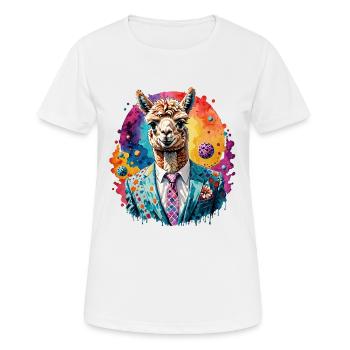 Alpaka im Anzug - Frauen T-Shirt atmungsaktiv - Weiß - Vorne - AI Model Female 172 dark (172cm)