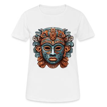 Kunstvolle geschnitzte Azteken, Maya, Inka Maske - Frauen T-Shirt atmungsaktiv - Weiß - Vorne - AI Model Female 172 dark (172cm)
