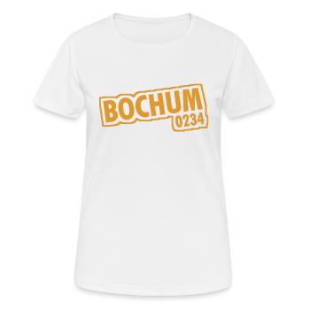 Bochum - 0234 - Vorwahl - NRW - Ruhrpott - Frauen T-Shirt atmungsaktiv - Weiß - Vorne - AI Model Female 172 dark (172cm)