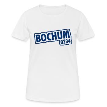 Bochum - 0234 - Vorwahl - NRW - Ruhrpott - Frauen T-Shirt atmungsaktiv - Weiß - Vorne - AI Model Female 172 dark (172cm)