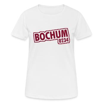 Bochum - 0234 - Vorwahl - NRW - Ruhrpott - Frauen T-Shirt atmungsaktiv - Weiß - Vorne - AI Model Female 172 dark (172cm)