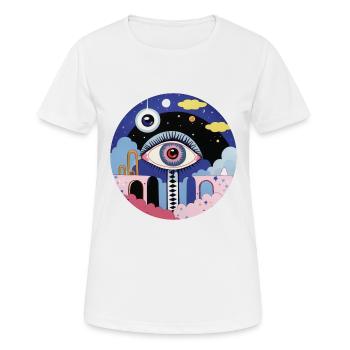 Psychedelisches Auge - Frauen T-Shirt atmungsaktiv - Weiß - Vorne - AI Model Female 172 dark (172cm)