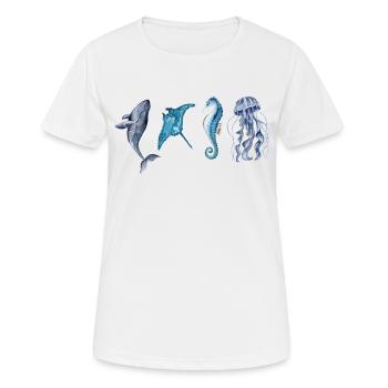 les animaux de l’océan - T-shirt respirant Femme - blanc - Devant - AI Model Female 172 dark (172cm)