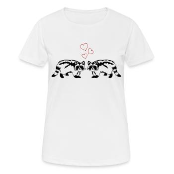 waschbären verliebt - Frauen T-Shirt atmungsaktiv - Weiß - Vorne - AI Model Female 172 dark (172cm)