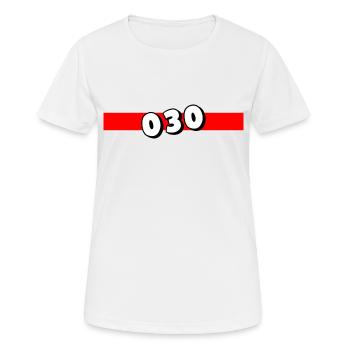 030 - Null Drei Null - Berlin - Vorwahl - Telefon - Frauen T-Shirt atmungsaktiv - Weiß - Vorne - AI Model Female 172 dark (172cm)