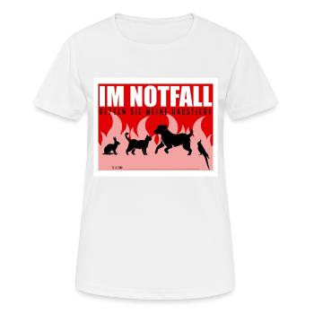 Rette meine Haustiere Notfall Hinweis Tierhalter - Frauen T-Shirt atmungsaktiv - Weiß - Vorne - AI Model Female 172 dark (172cm)