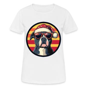 Pit Terrier Dog Christmas Cool - Women's Breathable T-Shirt - white - Front - AI Model Female 172 dark (172cm)
