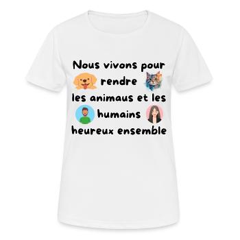 Des animaux et des humain - T-shirt respirant Femme - blanc - Devant - AI Model Female 172 dark (172cm)