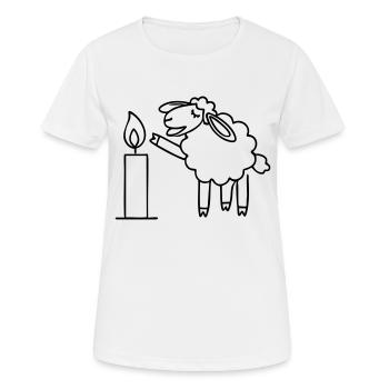 singendes Schaf mit Kerze Weihnachten - Frauen T-Shirt atmungsaktiv - Weiß - Vorne - AI Model Female 172 dark (172cm)