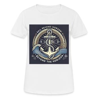 Au-delà de l’horizon Ancre maritime motif intemporel - T-shirt respirant Femme - blanc - Devant - AI Model Female 172 dark (172cm)