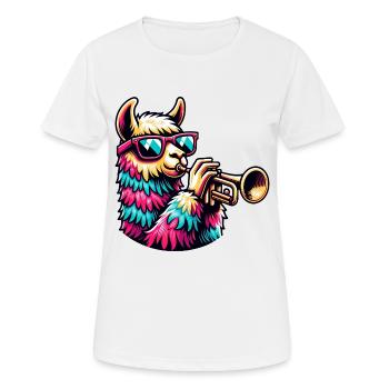 Funny Trumpet Llama with Sunglasses - Women's Breathable T-Shirt - white - Front - AI Model Female 172 dark (172cm)
