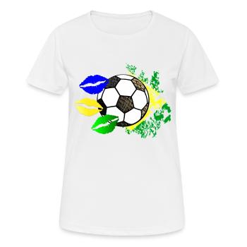 Baiser de football (Brésil) 02 - T-shirt respirant Femme - blanc - Devant - AI Model Female 172 dark (172cm)