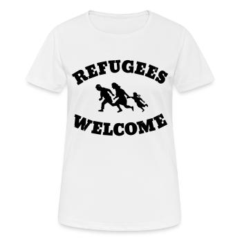 Refugees Welcome - Frauen T-Shirt atmungsaktiv - Weiß - Vorne - AI Model Female 172 dark (172cm)