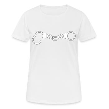 Handfesseln Handschellen Hanschelle Polizei - Frauen T-Shirt atmungsaktiv - Weiß - Vorne - AI Model Female 172 dark (172cm)