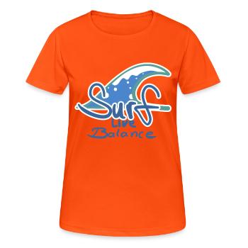 Logo de surf - T-shirt respirant Femme - orange néon - Devant - AI Model Female 172 dark (172cm)